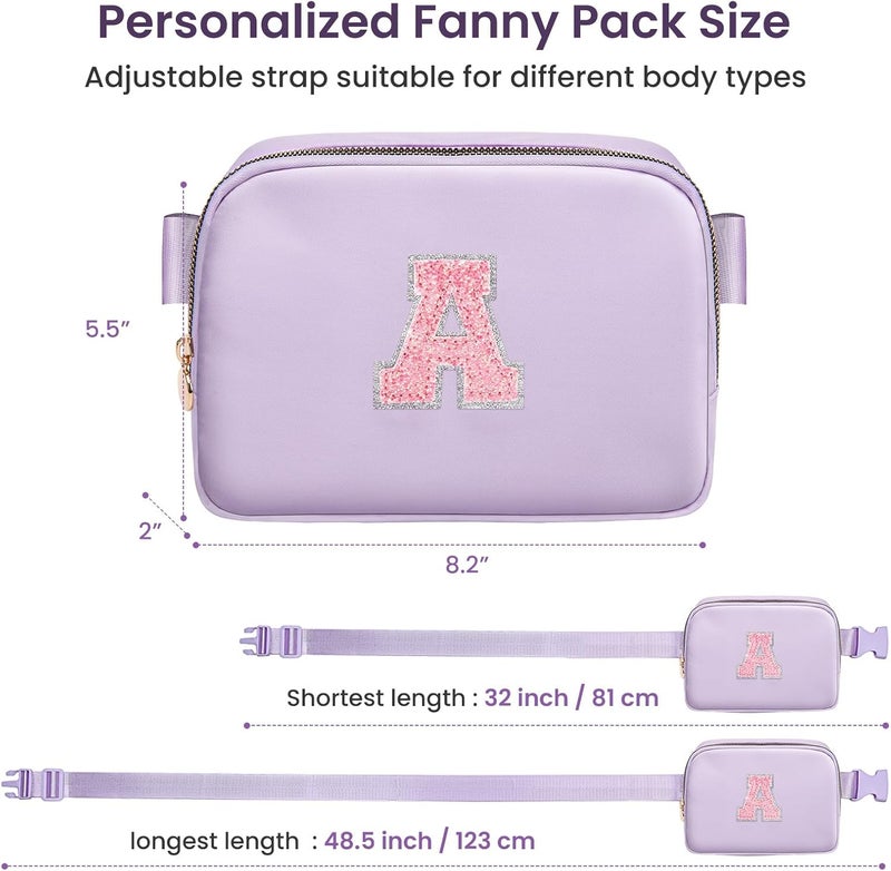 YQE Birthday Gifts for Girls, 4 5 6 7 8 9 10 11 12 13 14 Year Old Girl Gifts for Teens Kids Daughter Sister Her, Cute Initial Fanny Pack Belt Bag Crossbody Bag Trendy Stuff for Girls Teen (Lavender, A) - Image 5